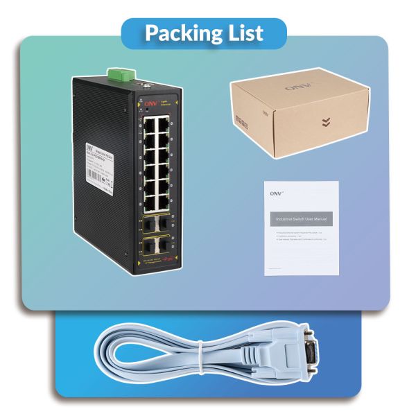 Industrial 16 Port Gigabit PoE Switch 52Gbps For Communication Network