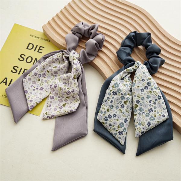 Summer floral double bow streamer ladies hair bands wristbands South Korea headband elastic rope temperament headband
