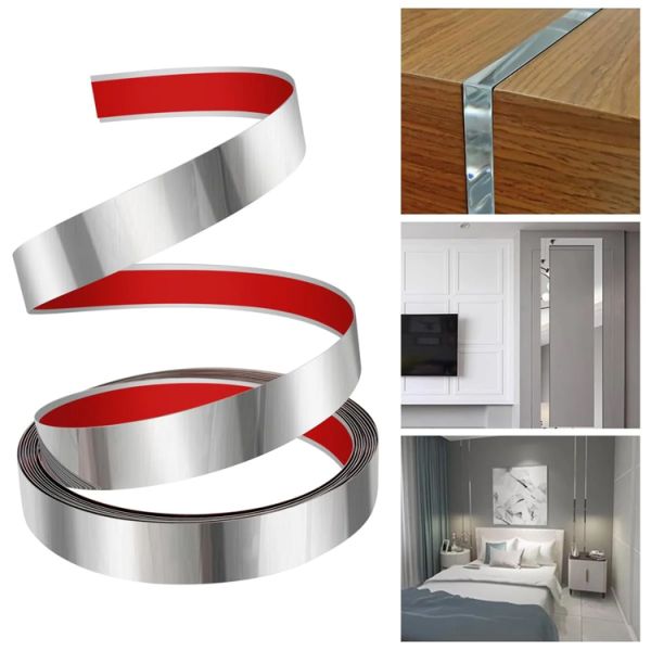 Hairline Surface PVD Color Coated Stainless Steel Tile Trim Flat Adhesive Roll