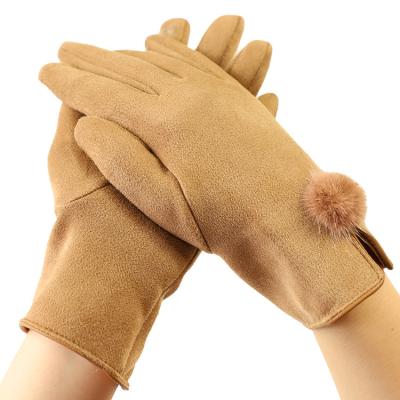Entraînement sensible de doigt de contact d'écran de suède d'hiver de femmes chaudes en nylon de gants