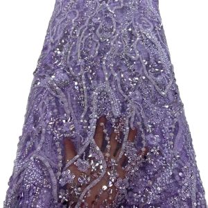 Top quality  Dubai wedding dress handmade gold beaded lace embroidery african lace fabric with sequins Ghana dress french lace