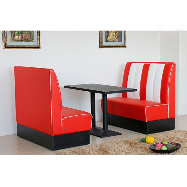 American Retro Sofa Sets Red and White Commercial Restaurant Furniture Dining Booth Seating
