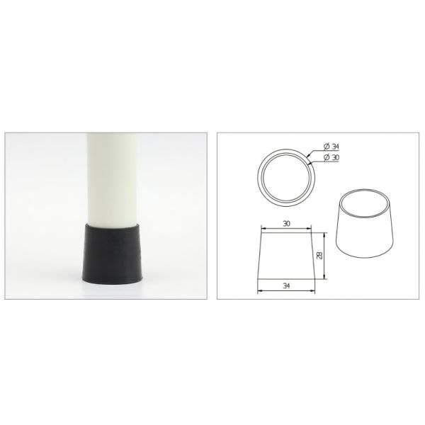 Thin-walled Pipe Foot Bushing Composite Tube Fitting Accessories Foot Cover for Lean Tube Racking System Workbench