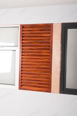 Dust Proof Aluminum Frame Glass Windows Reddish Brown Shutters 120mm Width