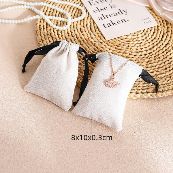 Customized LOGO Wholesale Customizable Cotton And Linen Drawstring Bag Small Cotton Canvas Jewelry Bag Jewelry Drawstring Storage Bag