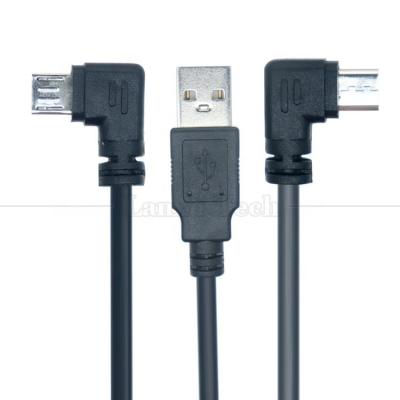 90 degrés angle droit Micro B mâle à USB type A mâle câble de chargeur de données d'extension pour tablette