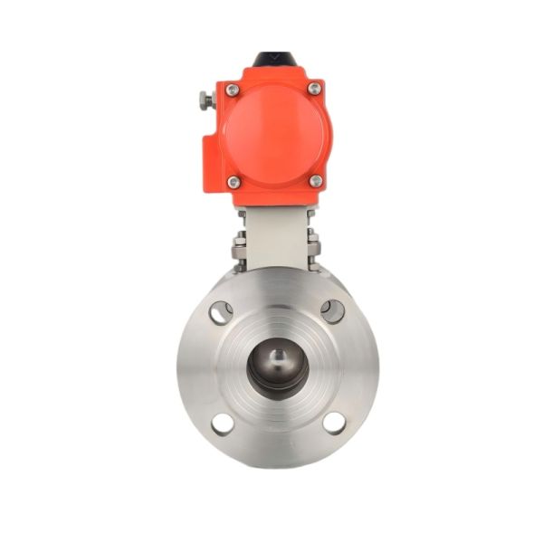 Two Piece Flange Pneumatic Ball Valve SS316 CF8M PTFE Seal Explosion Proof Pneumatic Ball Valve Automatic Cut-off Valve
