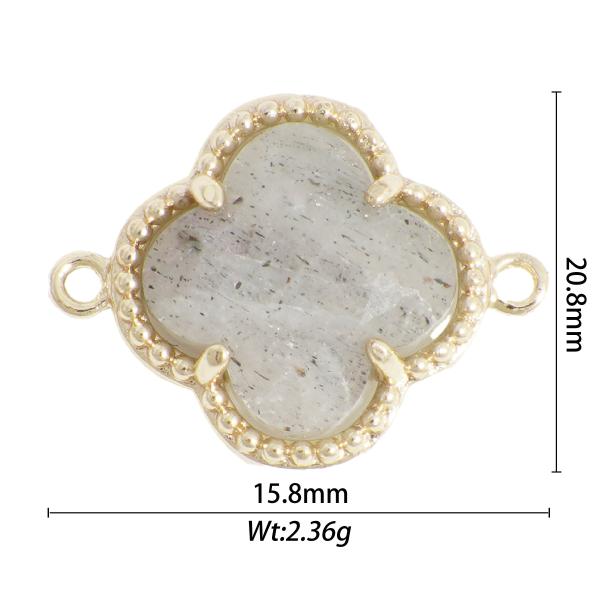 New Design Colorful Natural Stone Four Leaf Clover Charms Fine Pendants & Charms