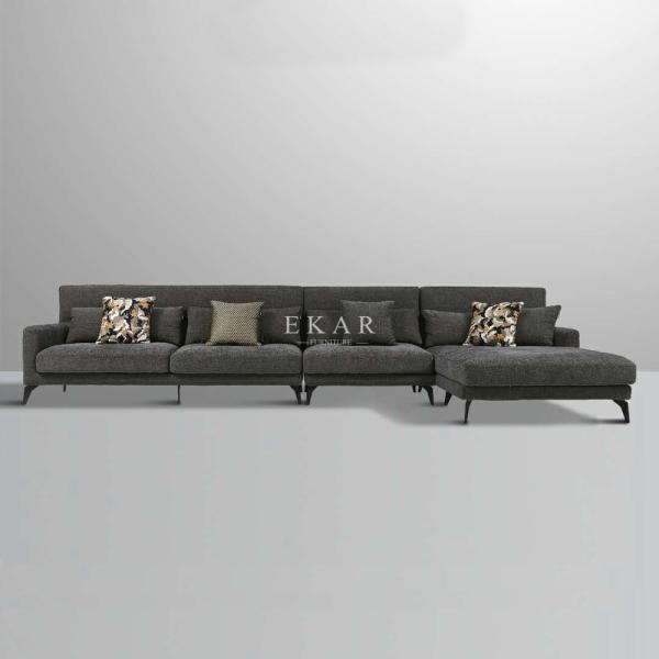 Sofa Set Wide Seat Furniture Fabric Metal Legs L Shape Sofa AW-1809