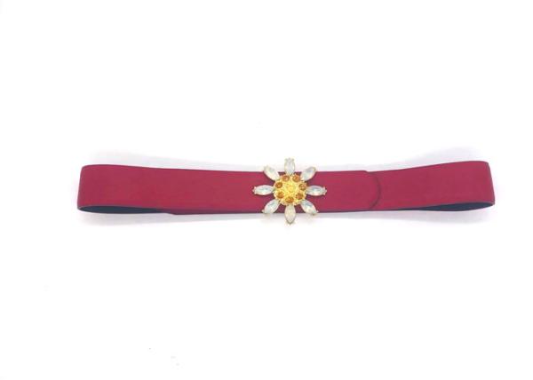 Correia Crystal Leather Waist Floral Cummerbund do cristal de rocha das mulheres da cor vermelha para o vestido