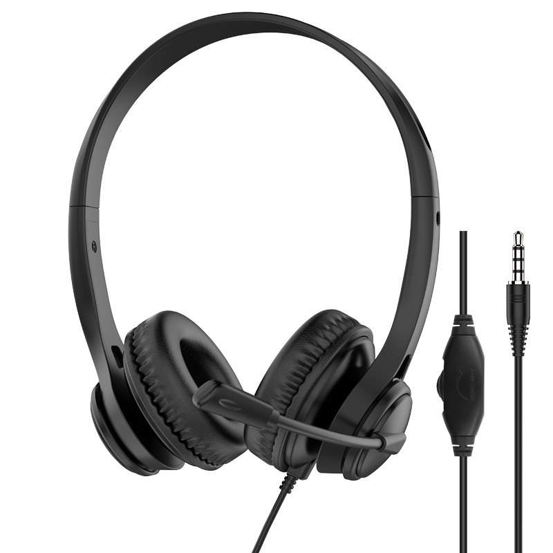 JTY-1225 Head mounted wired headphones with microphone, desktop laptop, online learning, office, customer service, call headset 3.5mm/Type-C/USB plug, supporting OEM/ODM customization service