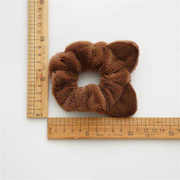 Warm winter fur cashmere cloth curly hair scrunchie lady girls simple cat ear hair band with elastic head rope