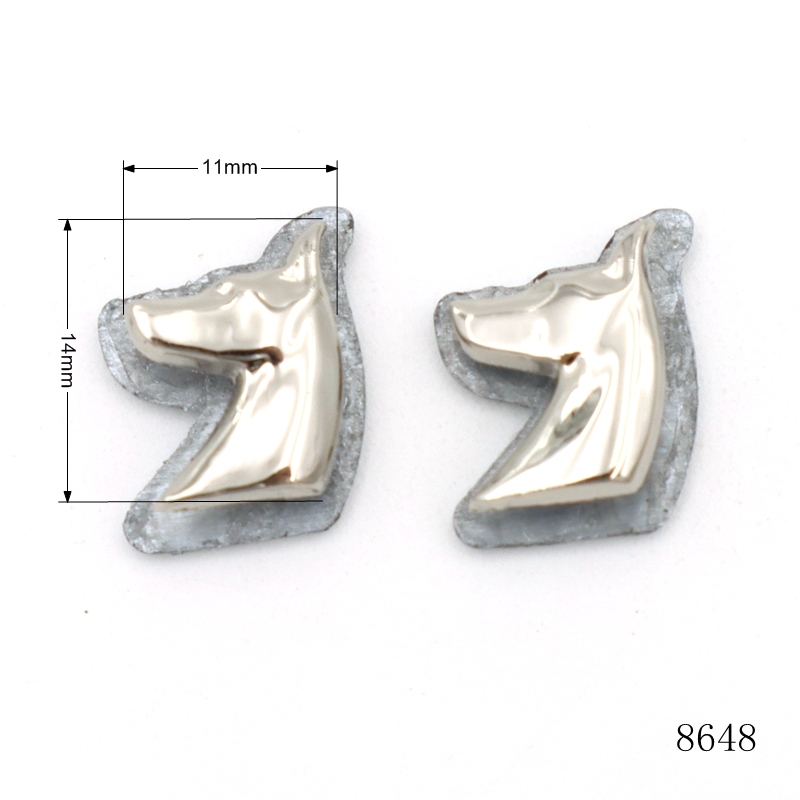 Silver Plating Bag Cap Hat Metal Label Small Animal Head Logo Custom Metal Logo Plate for Decorations
