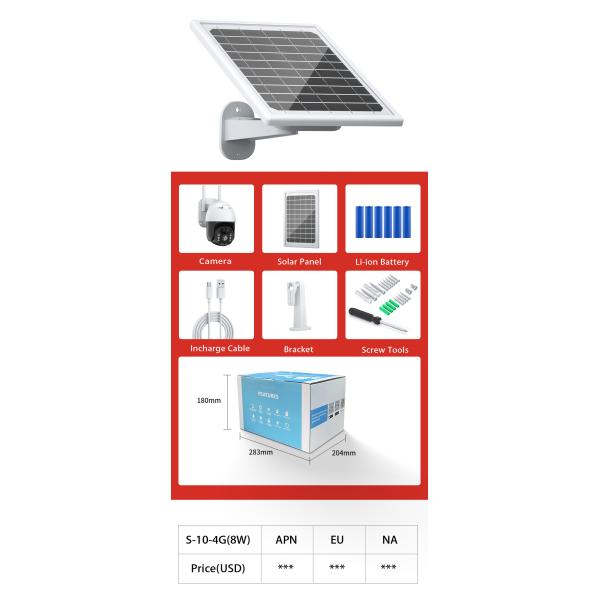 2MP 4G CCTV Солнечная камера Наблюдение за безопасностью на открытом воздухе Двусторонние аудио солнечные панели