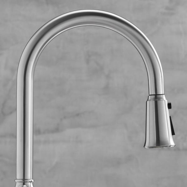 High Arch One Touch Kitchen Faucet Anti Clogging Nozzle Kitchen Pull Out Tap