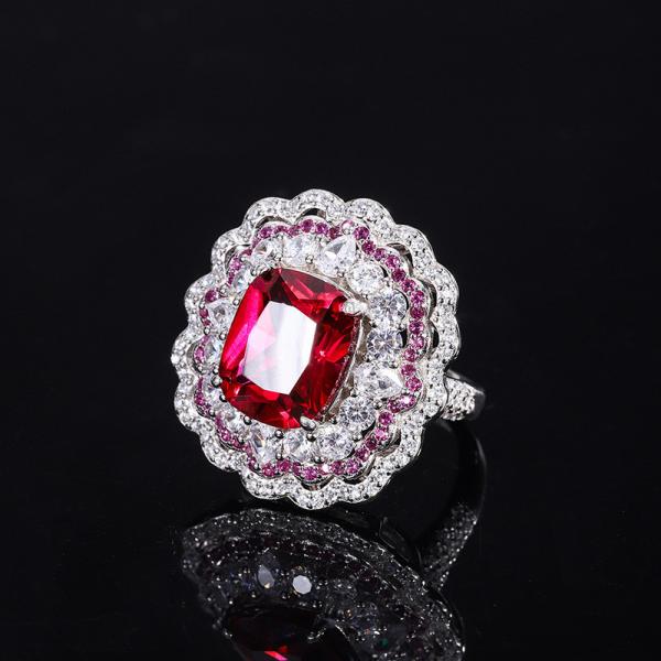 925 Sterling Silver Simulated Gemstone Jewelry Created Emerald Ruby Sapphire Ring For Wedding Engagement