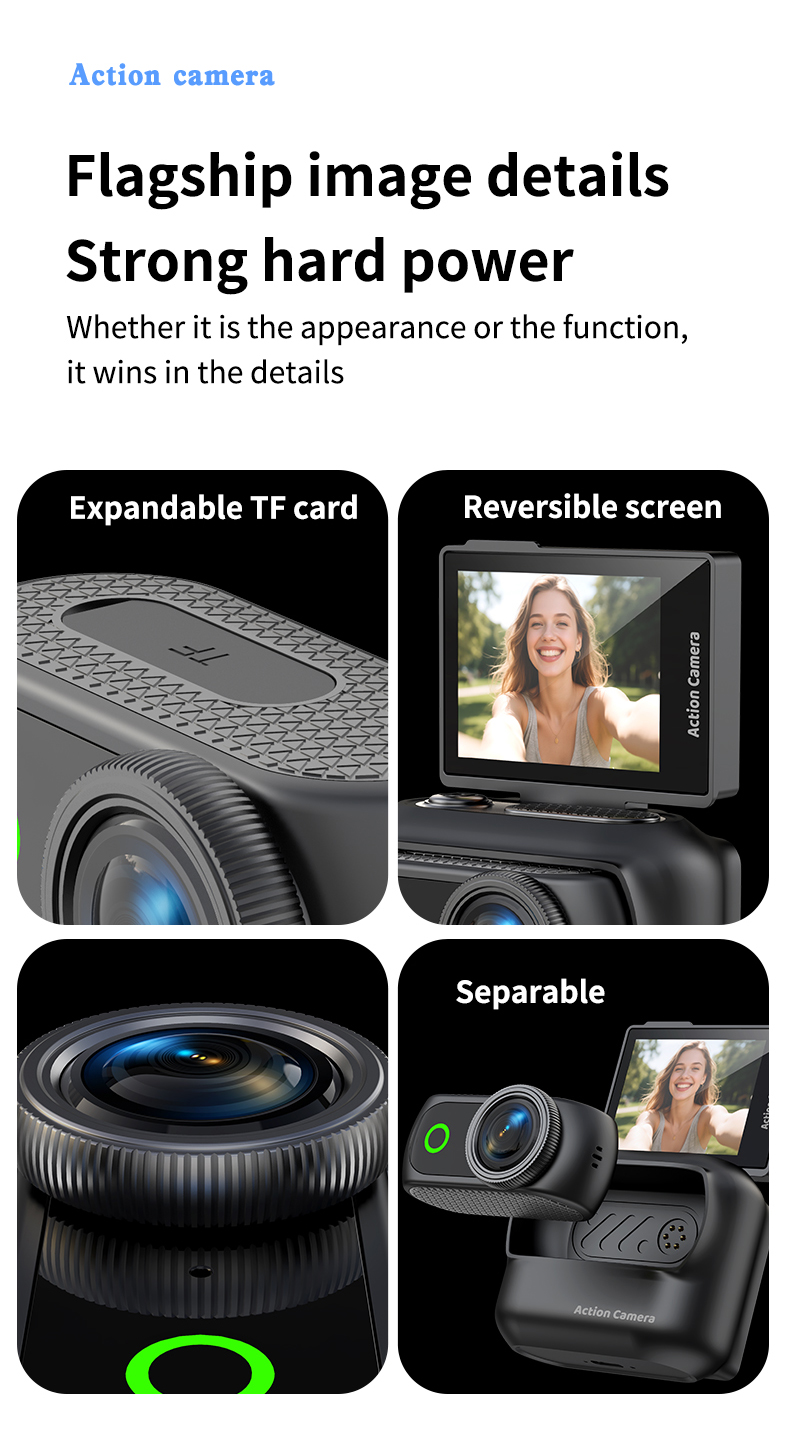 Portable Small Mini Size 800mAh Battery CMOS Full HD Electronic Image Stabilization Support for Sports Vlog Camera