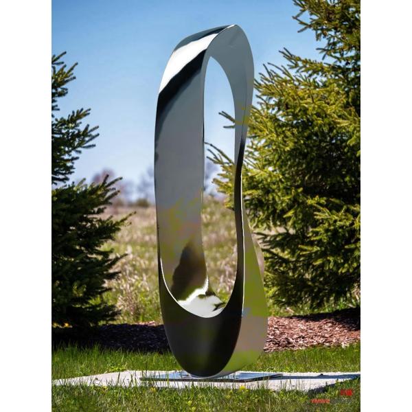 Custom Print Method Metal Abstract Sculpture Polished Mirror Circle Outdoor Sculpture