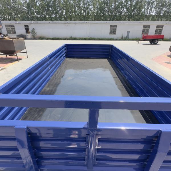 Hydraulic Dump Four Wheel Farm Trailer 4T Blue 1440Kg Thickened Steel Plate