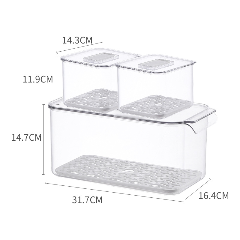 Durable Transparent Superimposable Crisper Drain Basket Fruit Vegetable Storage Box for Kitchen Refrigerator