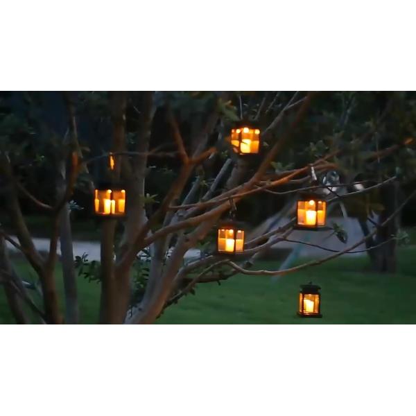 Flameless Solar Garden Hanging Candle Light Outdoor Waterproof LED
