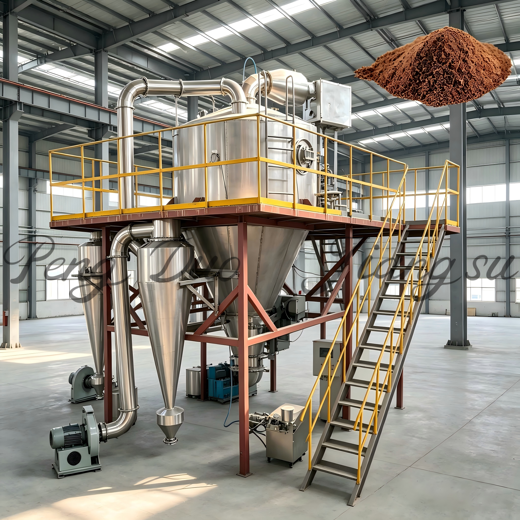 PLG Series Top Exhaust Multi-Stage Spray Fluidized Granulation Dryer for Coffee Powder, Low-Fat Instant Milk Powder & Coconut Milk Powder, with 95%-98% Product Capture Rate
