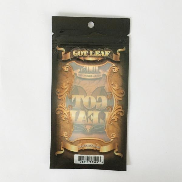 Custom printed three side seal resealable k cigar tobacco leaf plastic packaging bag
