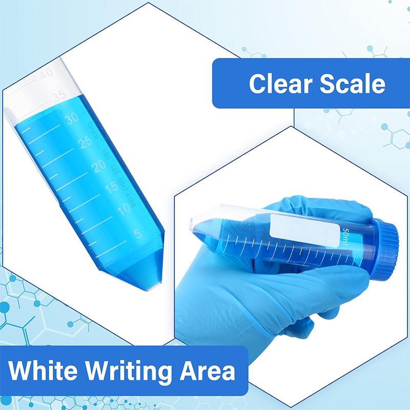 50mL PP High-Clarity Leak-Proof Centrifuge Tubes Conical Bottomed Excellent Optical Properties for Spectrophotometry