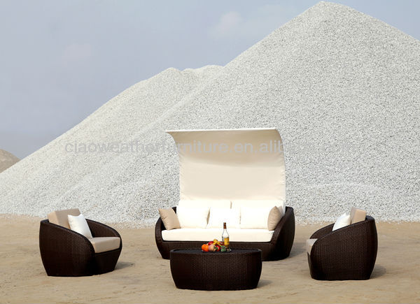 100% Handwoven Modern Dark Grey Garden Sets Aluminum Garden Sofa with Fabric Foam Cushion and Rope Weaving