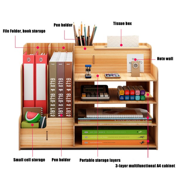 Wholesale Wood Office and Home Desk Organizer Stationery Storage Set