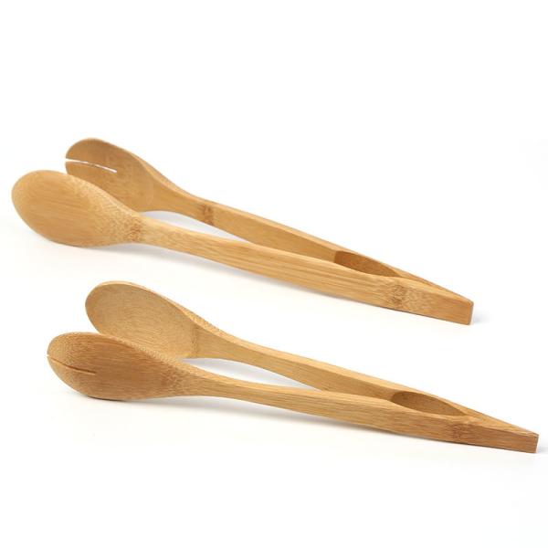 Food Bamboo Eco Friendly Wooden Toast Tongs Kitchen Cooking Tool