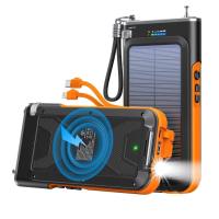 Banco de energia de carregador solar portátil sem fio com rádio FM 20000mAh