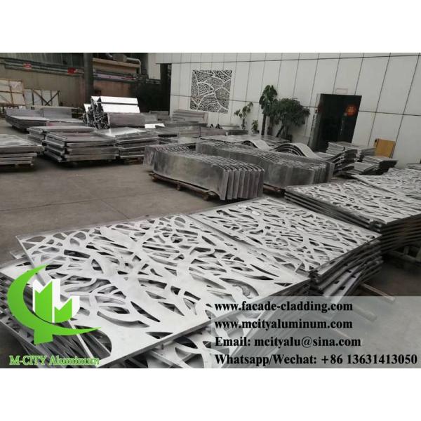 Architectural Metal Screen with Laser Cut Pattern and Powder Coated Finish in Customizable Sizes
