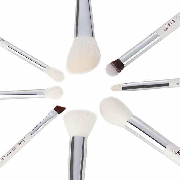 Pearl White ISO9001 Travel Makeup Brush Set Natural Hair Makeup Brush Set