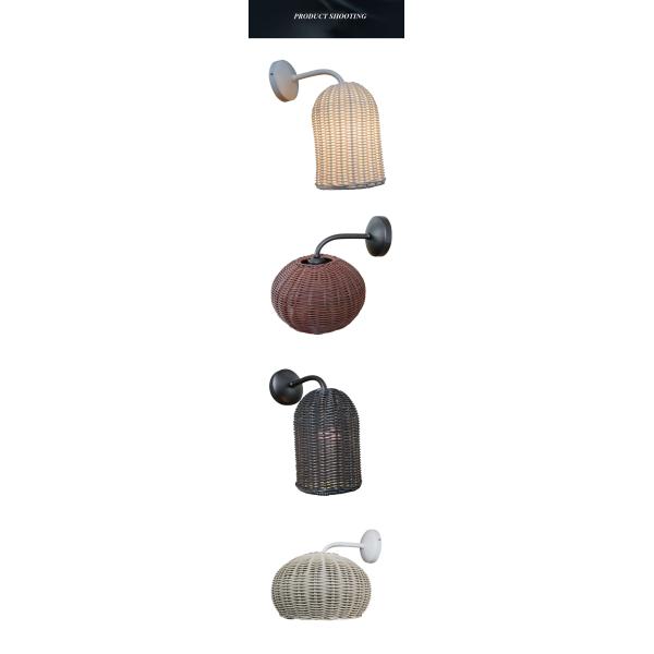 220V Rattan Wall Lamp Shade Hand Knitting Waterproof For Outdoor