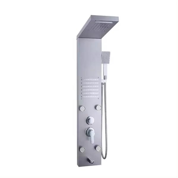 Square Shower Head Wall Mounted Chrome Shower Panel with Hand Sprayer in Modern Design