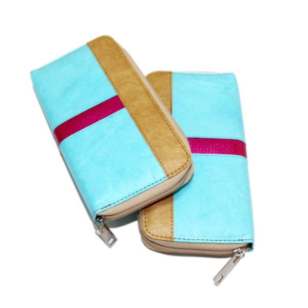 Blue Women Luxury Custom Printed Tyvek Wallets Purse Material With Zipper