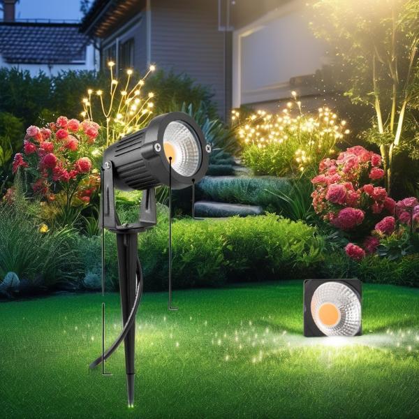 DC12V IP65 810lm Outdoor COB Spotlight Aluminum Body LED Floor Light for Lawn Garden Tree