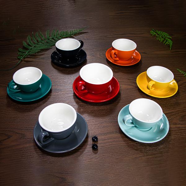 Oven Safe Colourful Porcelain Mugs Cup Saucer For Leisure Venues