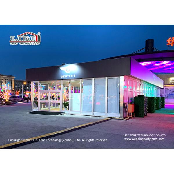 10m Wide 20m Long Cube Structure Tent Roof Parapet Glass Walls For Car Showroom
