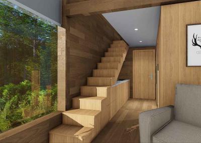 Taupe Ash Wood 70 anos de casa da casa pré-fabricada com casas modulares móveis impermeáveis