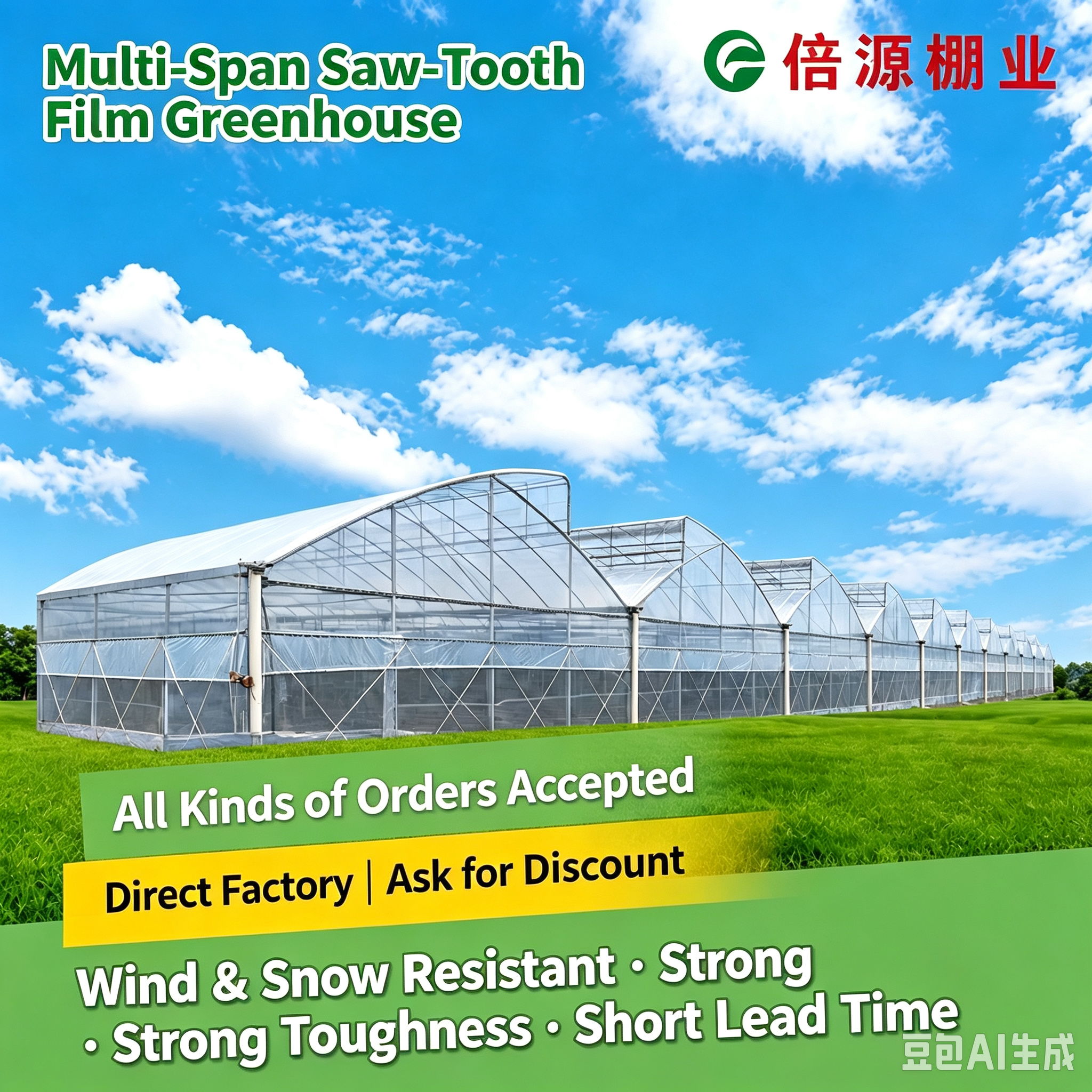 Multi‑Span Saw‑tooth Film Greenhouse
