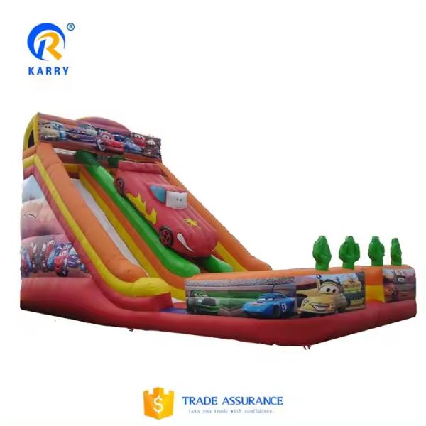 Outdoor Inflatable Racing Car Slider Dry Slides Castle Bounce House for Children