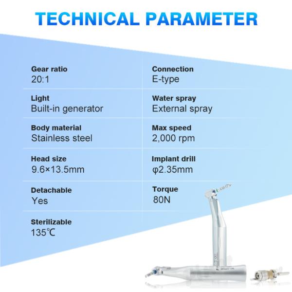 Reduction Contra Angle E-Generator Led Light 20/1 Dental Implant Handpiece