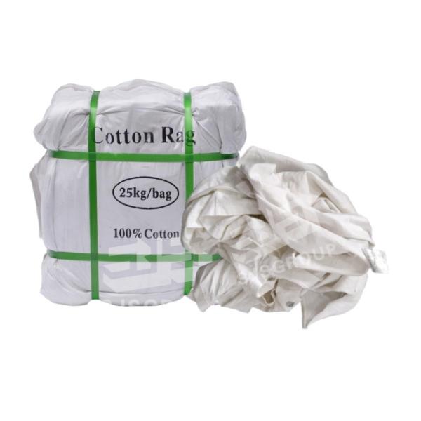 IMPA 232906 White printed T-shirt cotton rags with Logo Wiping Rag 100% Cotton Industrial cleaning cloth Recycled Cotton