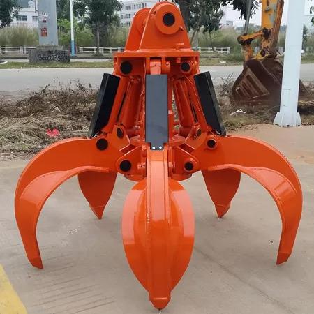 Hydraulic 3T Orange Peel Excavator Grapple Bucket Rock Grapple For Excavator