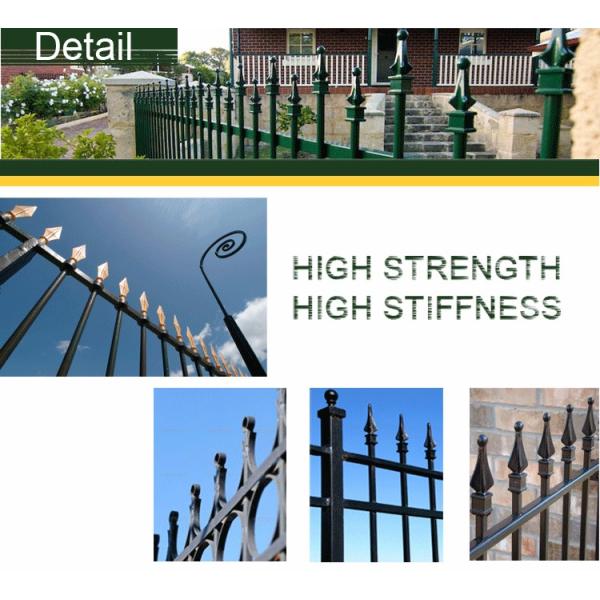 Stain Black Powder Crimped Spear Garrison Fencing panels 2.1mx2.4m 65mm steel tubing
