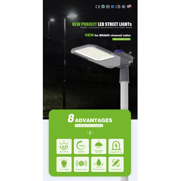 220V IP65 Led Street Light Outdoor Waterproof 100-130lm/W