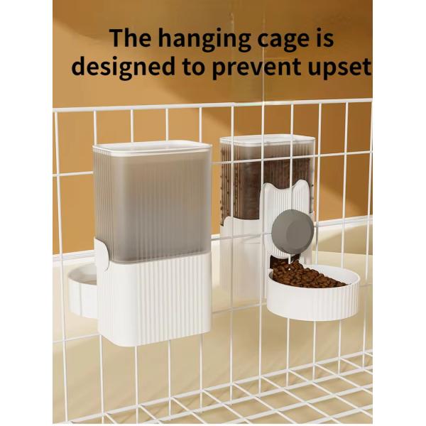 Cage Hanging Pet Feeder Plastic Hanging Water Dispenser Double Bowl For Cat And Dog