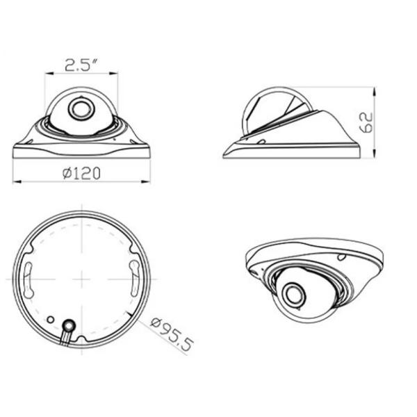 Night Vision AHD 720P 1080P 2MP Vehicle Indoor Dome Camera With Aviation Connector & Audio Input Optional